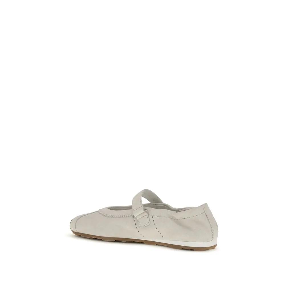 Miu Miu Ballerines en Cuir de Veau Blanc