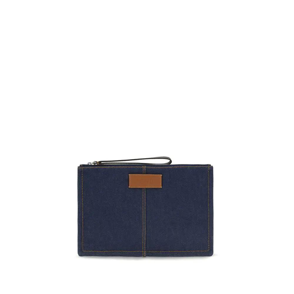 Portefeuille Fendi en coton bleu
