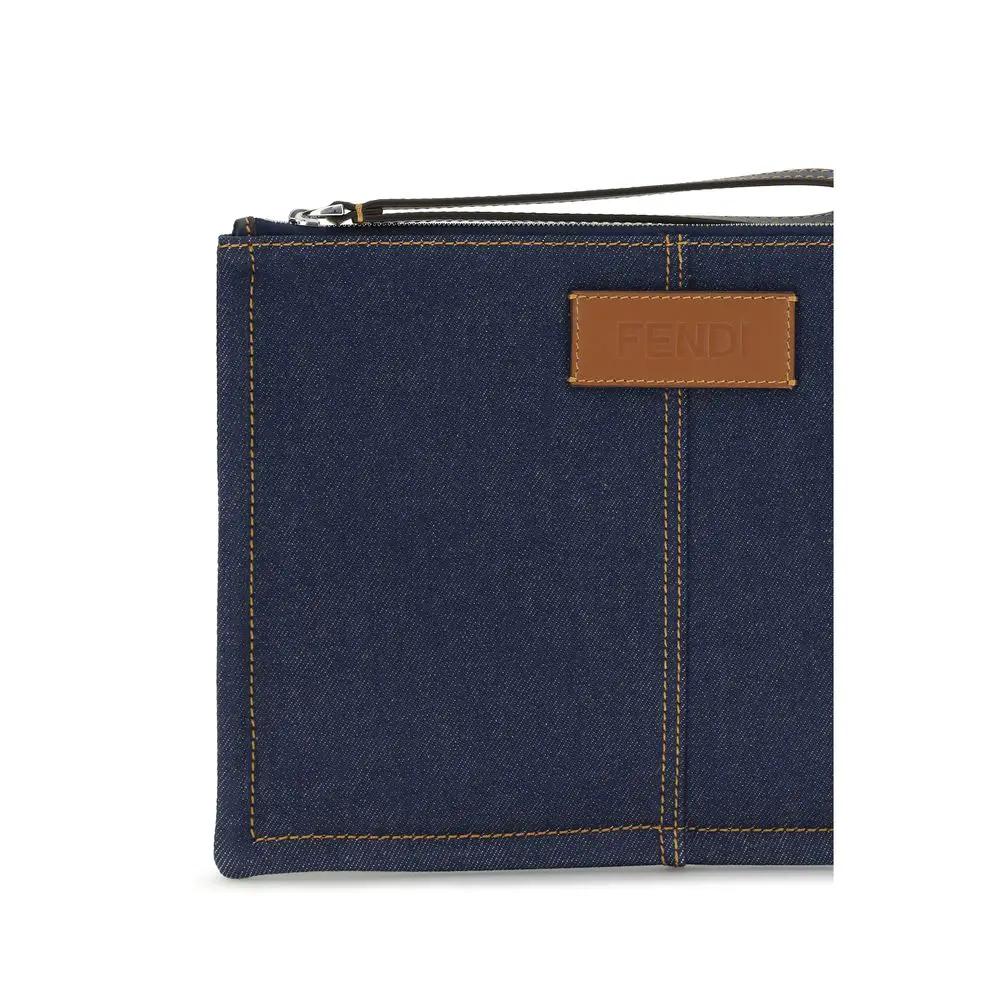 Portefeuille Fendi en coton bleu