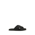 Fendi Black Calf Leather Bos Taurus Flat Sandals