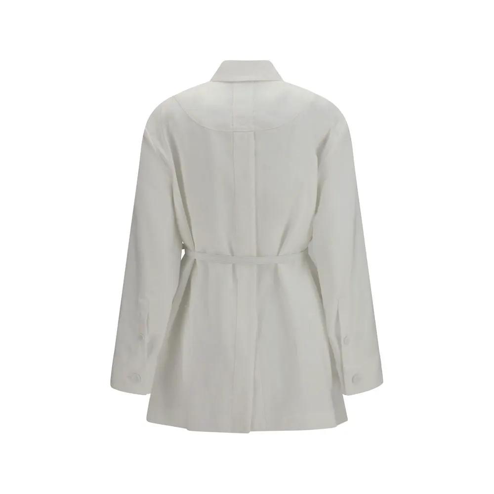 Veste longue Fendi en lin blanc