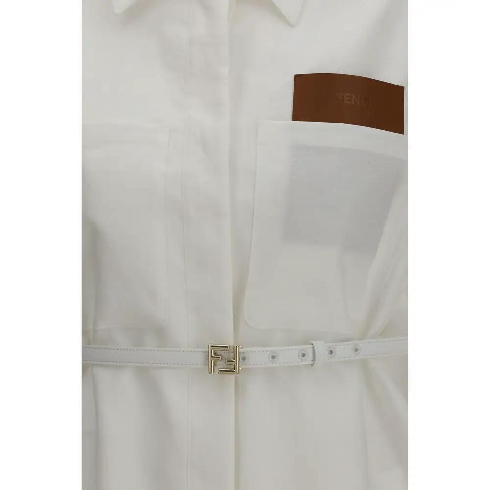Veste longue Fendi en lin blanc