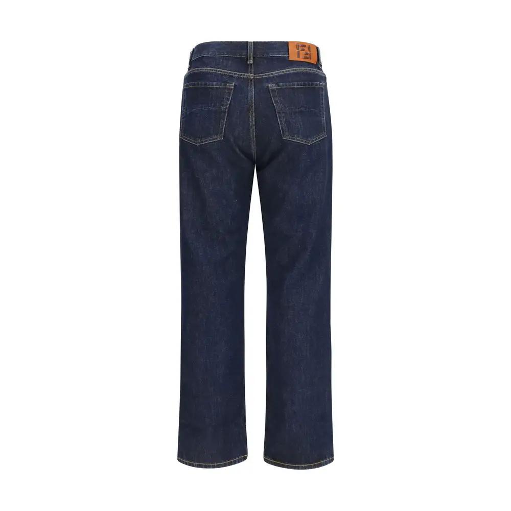 Jean droit en coton bleu Fendi