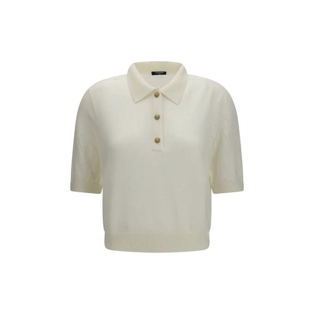Balmain White Wool Oves Aries Polo Shirt