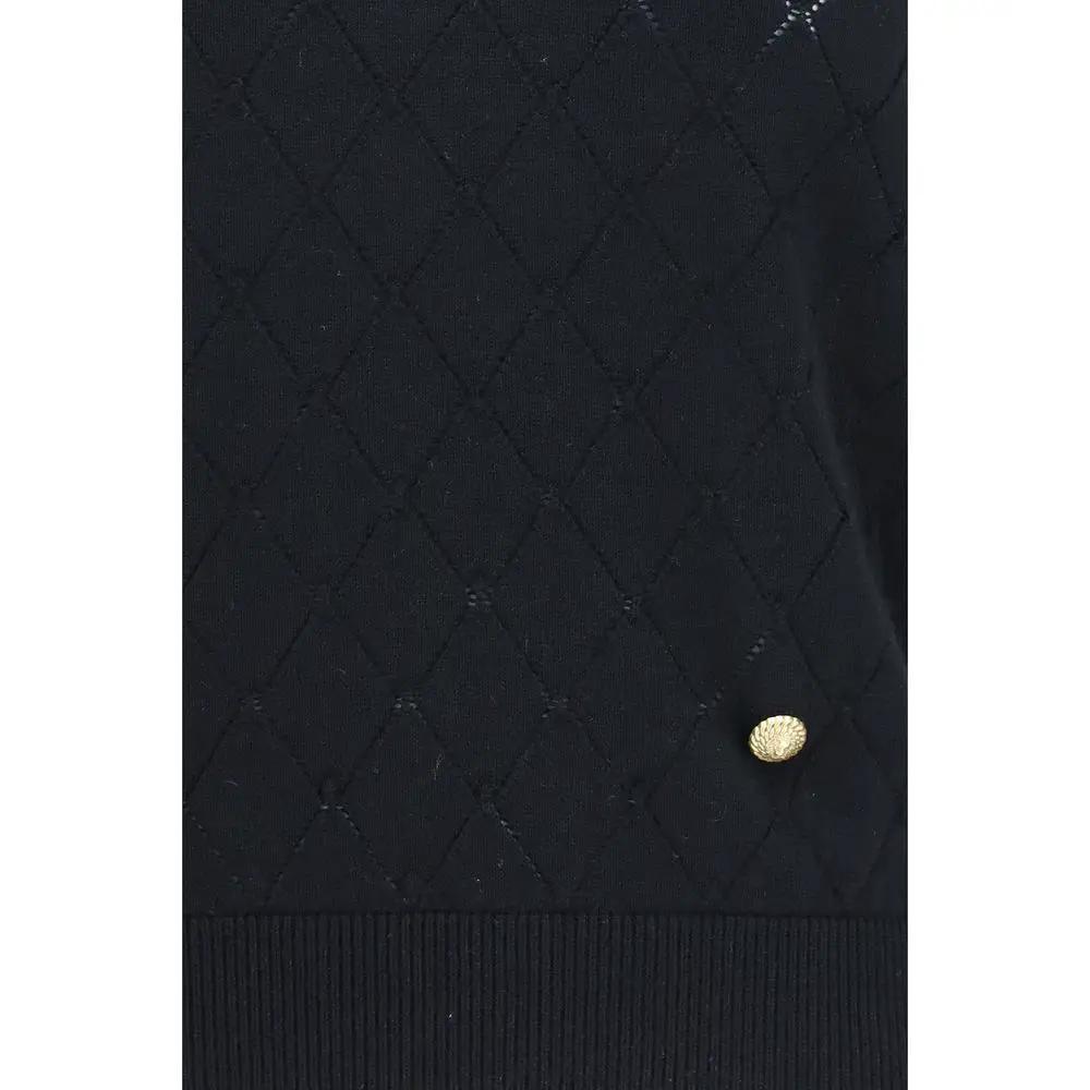 Balmain Black Wool Oves Aries Sleeveles T-Shirt