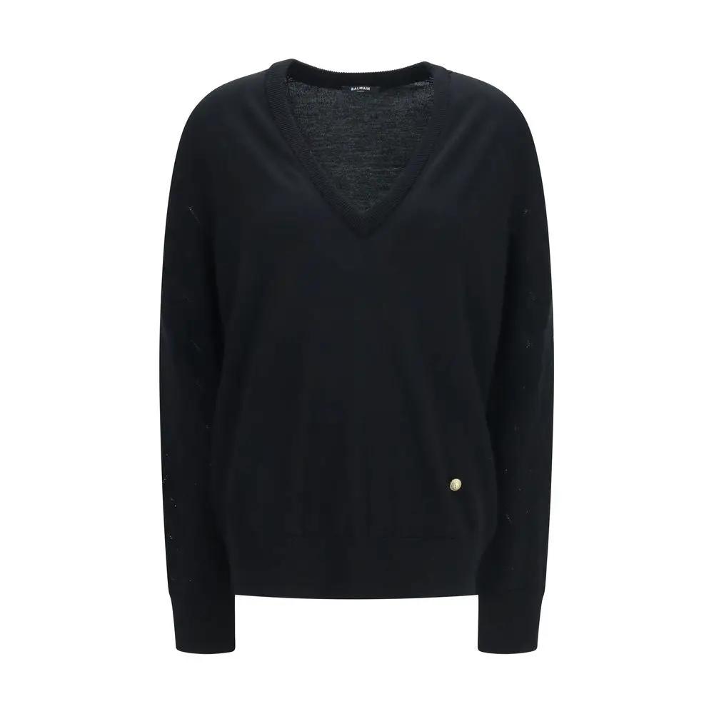 Balmain Black Wool Oves Aries Sweatshirt