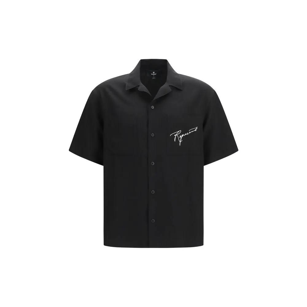 Chemise à motif lyocell noire
