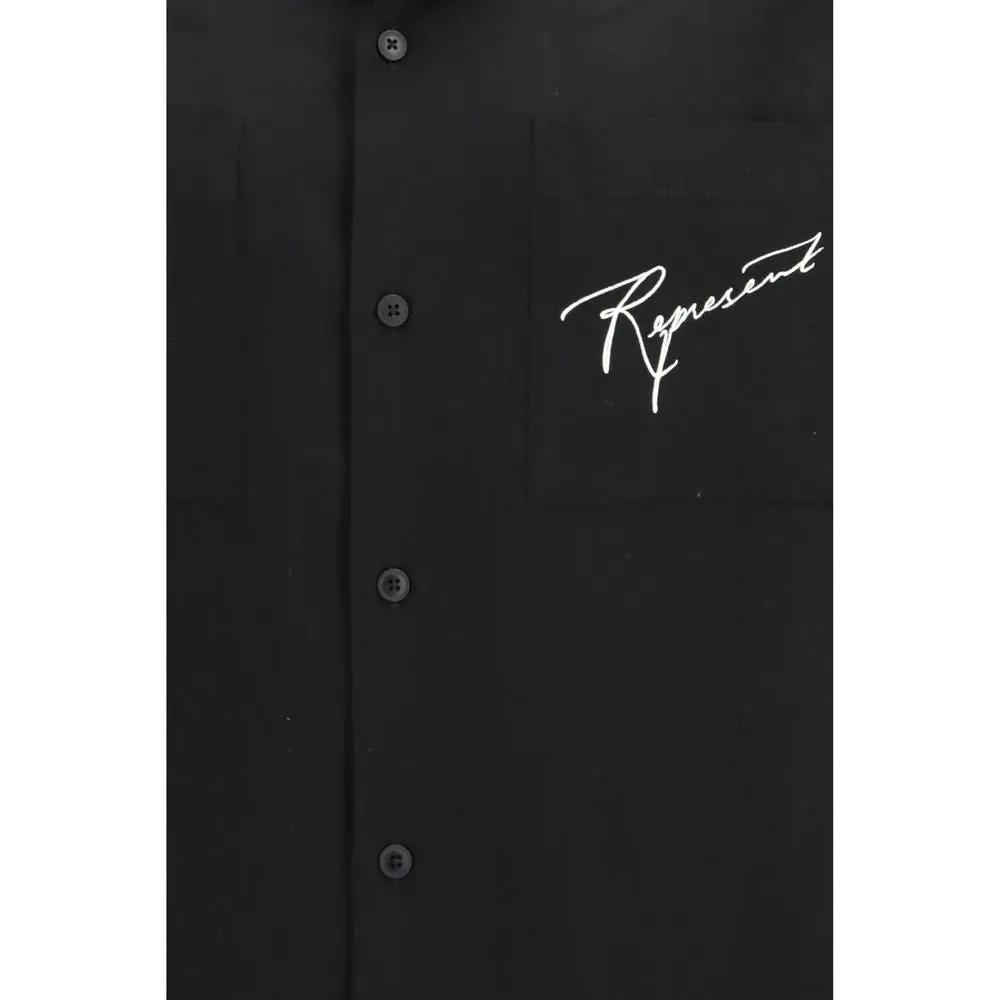 Chemise à motif lyocell noire