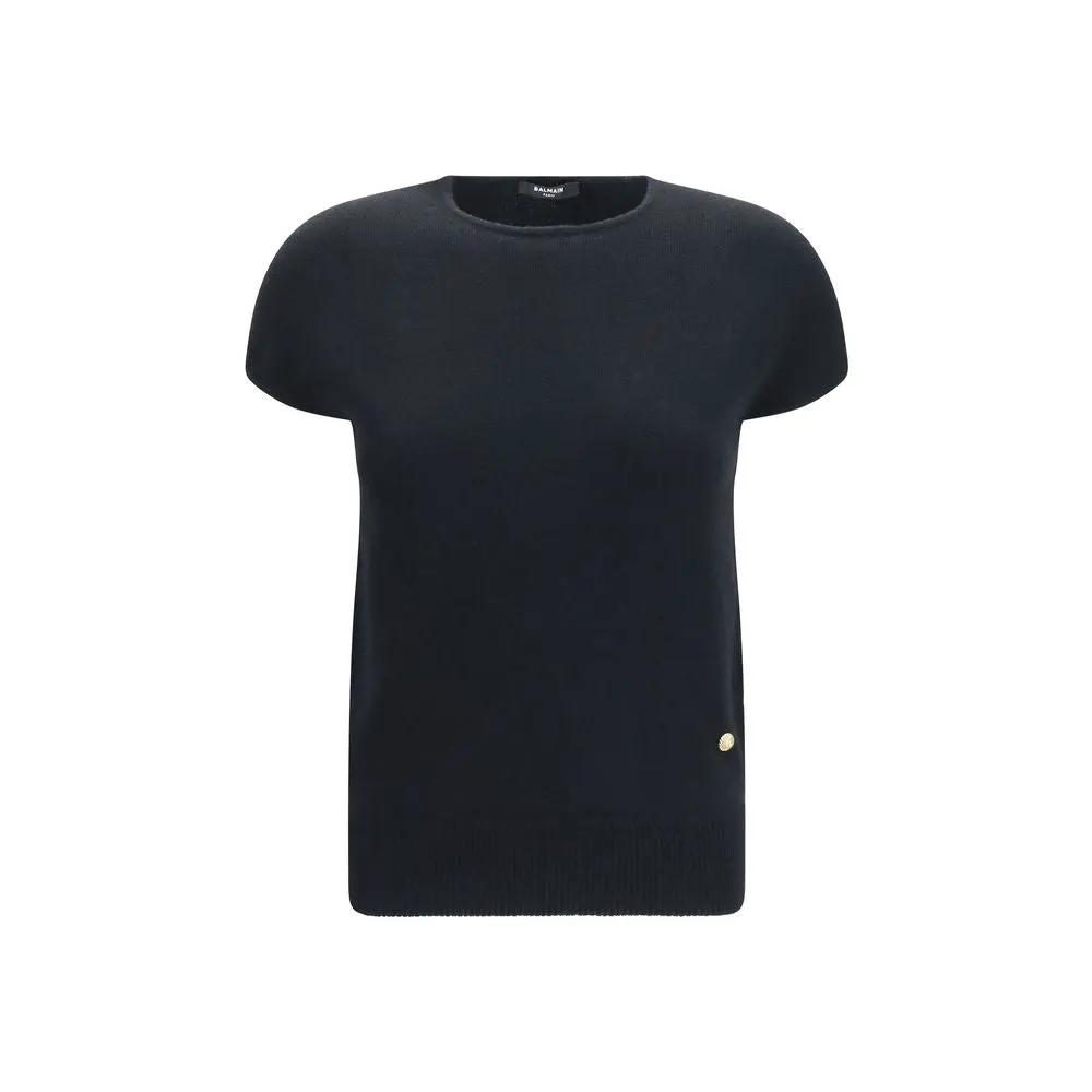 Balmain Black Wool Oves Aries Sleeveles Sweater