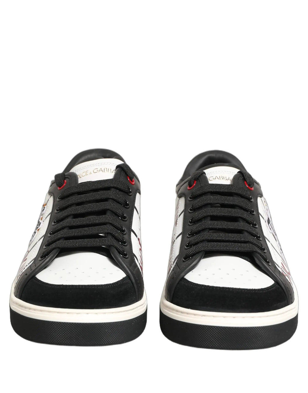 Dolce & Gabbana White Black DG Logo King Patch Low-Top Sneaker Shoes