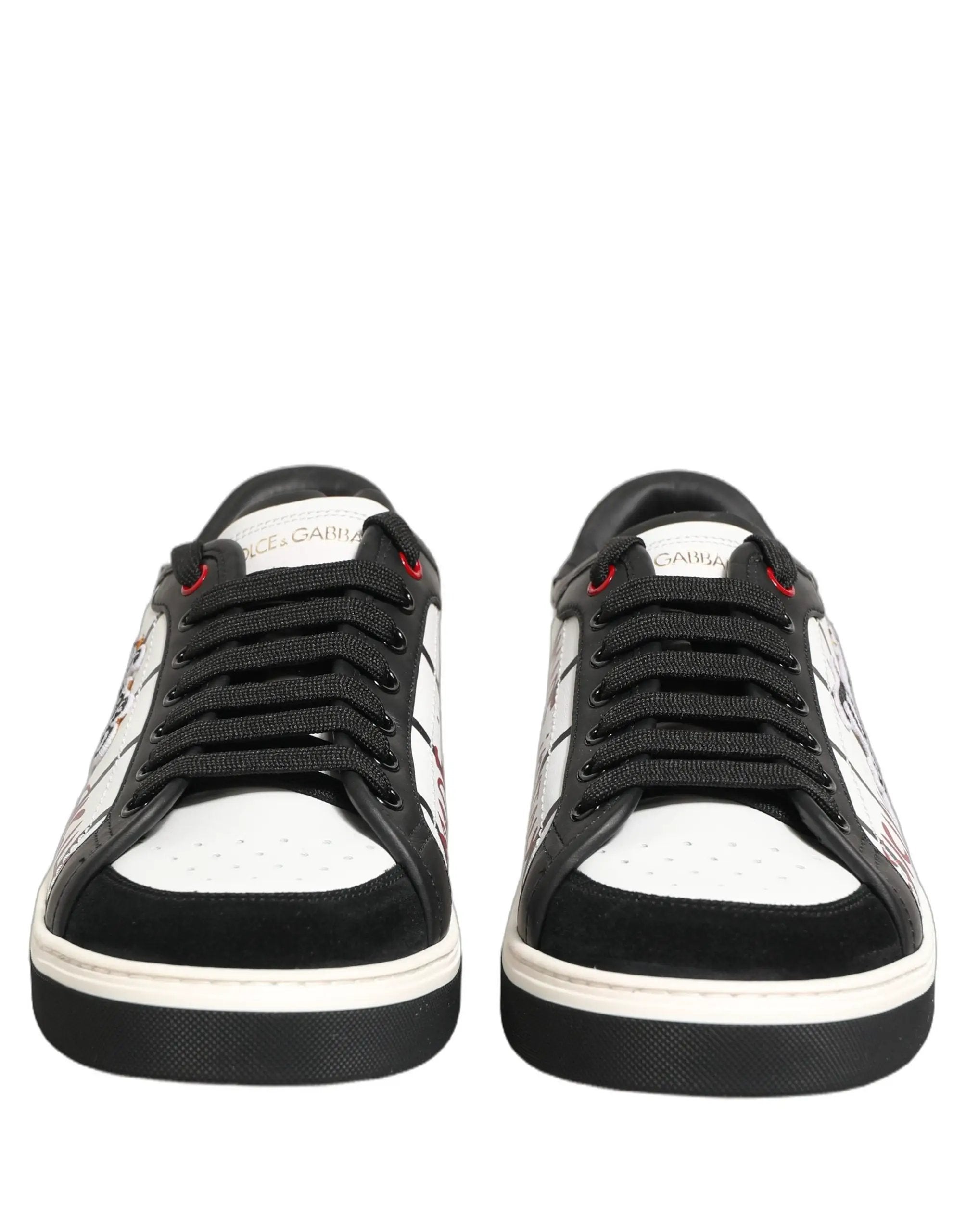 Dolce & Gabbana White Black DG Logo King Patch Low-Top Sneaker Shoes