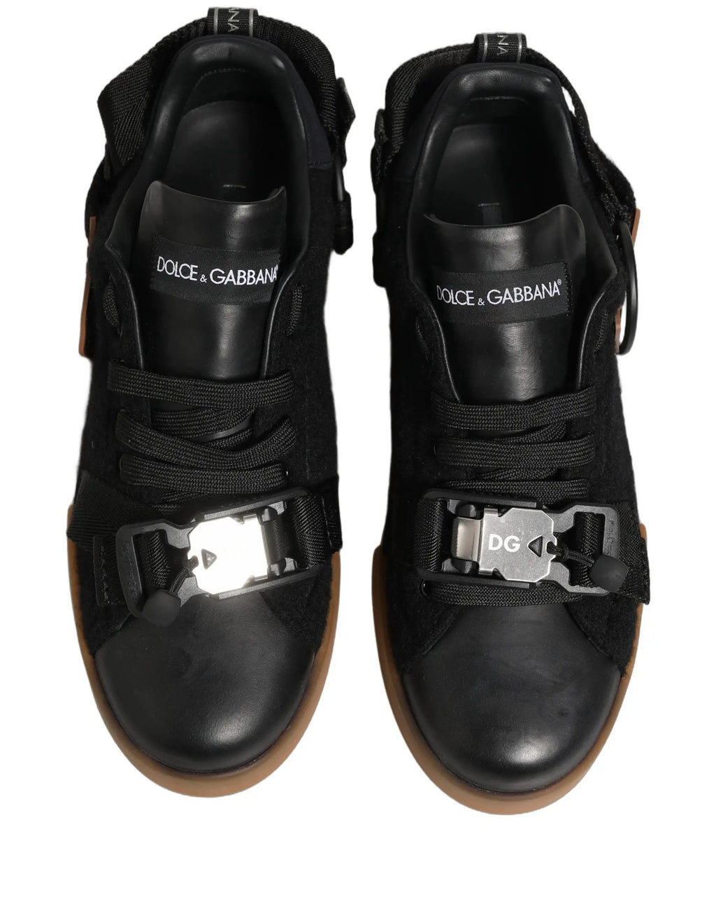 Dolce & Gabbana Baskets basses en cuir noir Chaussures pour hommes
