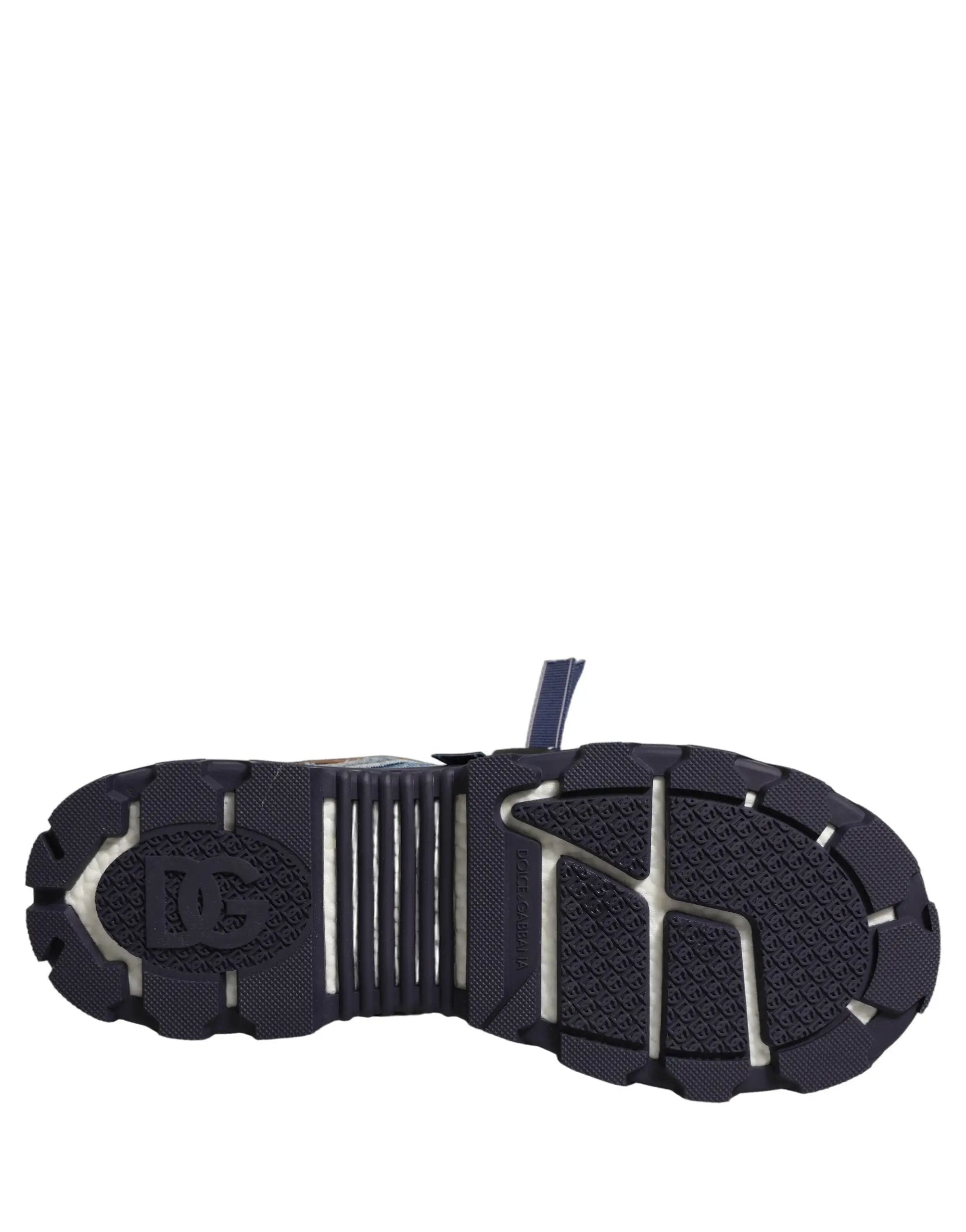 Dolce & Gabbana Blue Airmaster Panelled Low Top Denim Sneakers Shoes