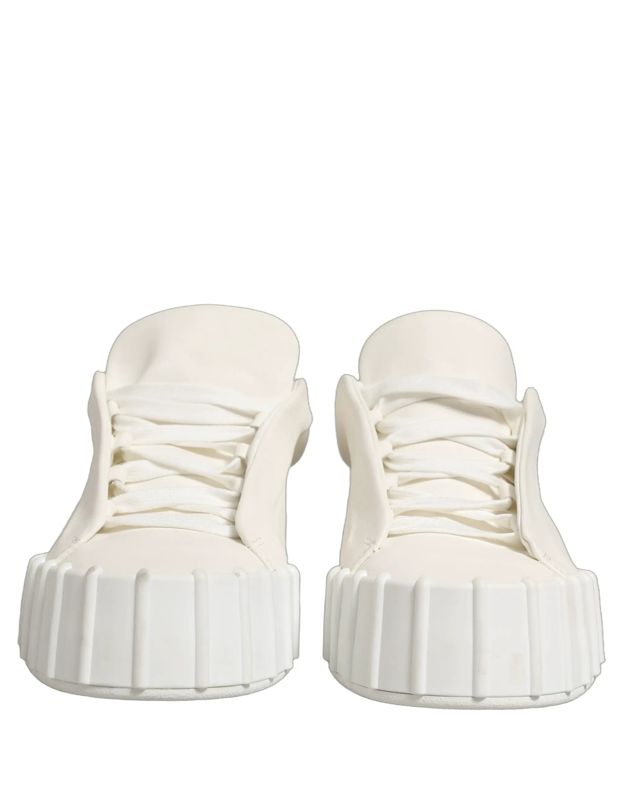 Dolce & Gabbana White Leather Low Top Lace Up Sneakers Shoes