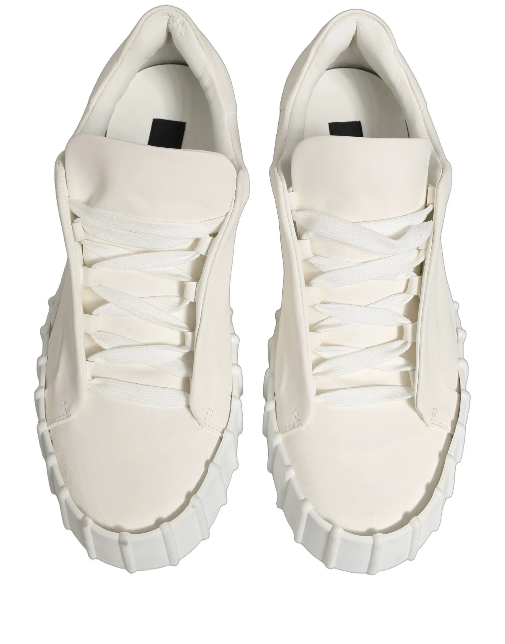 Dolce & Gabbana White Leather Low Top Lace Up Sneakers Shoes