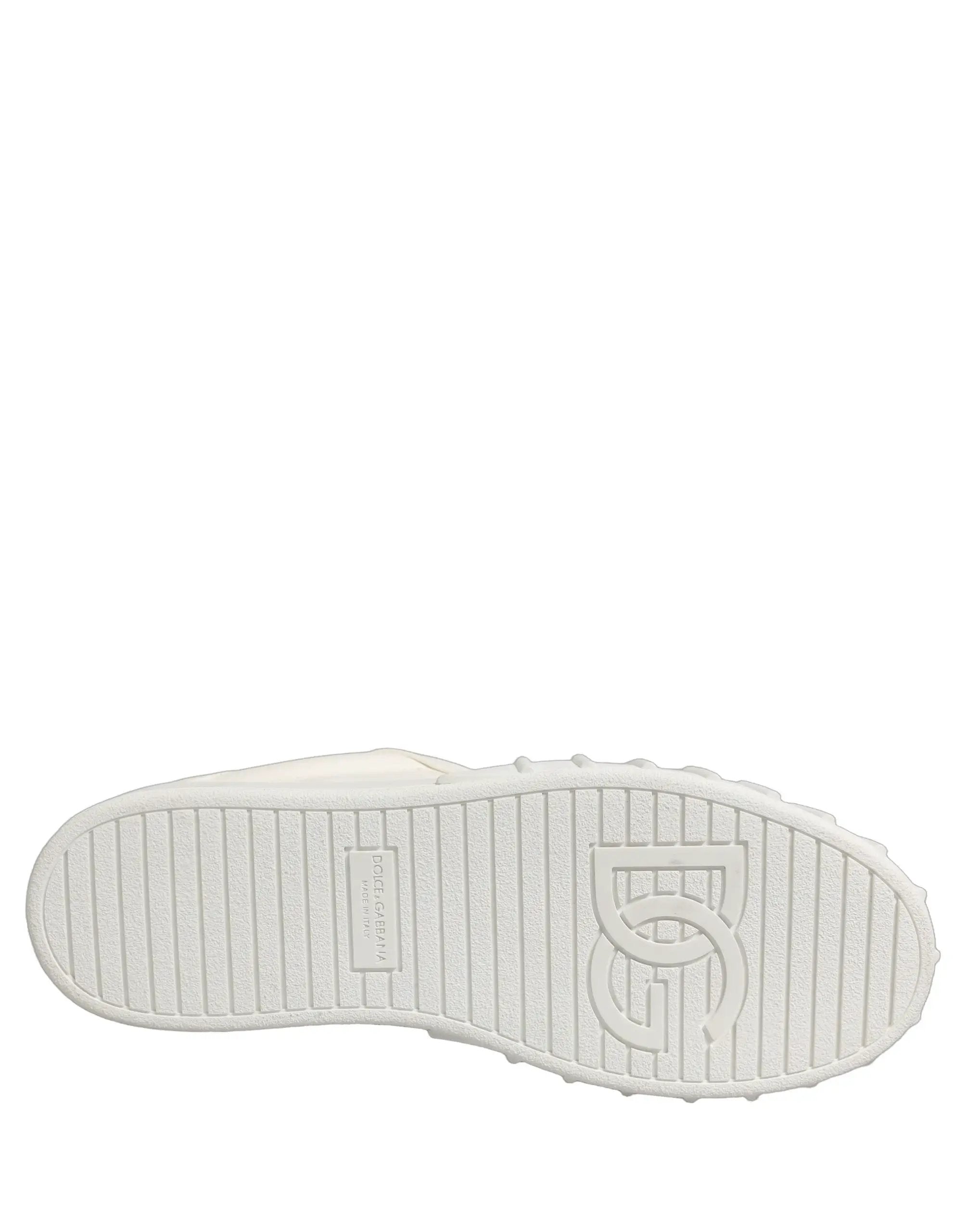 Dolce & Gabbana White Leather Low Top Lace Up Sneakers Shoes