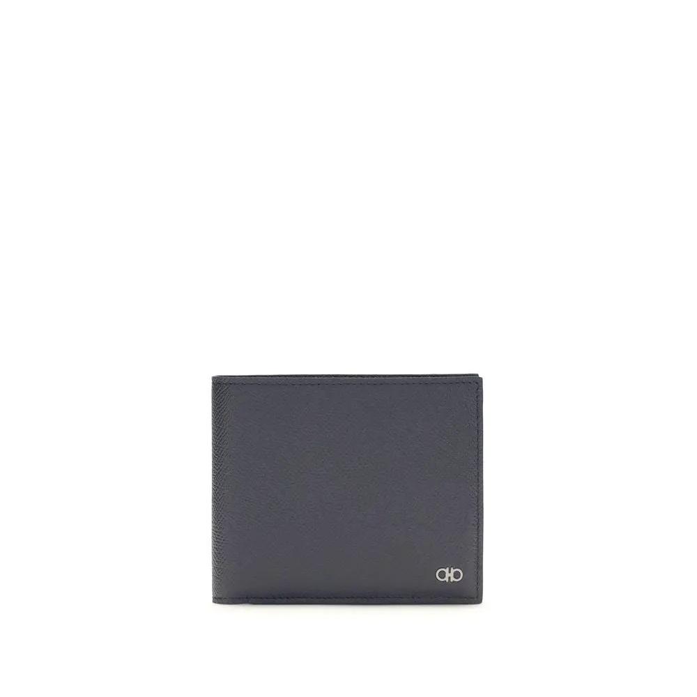 Portefeuille Ferragamo Bos Taurus en cuir de veau bleu