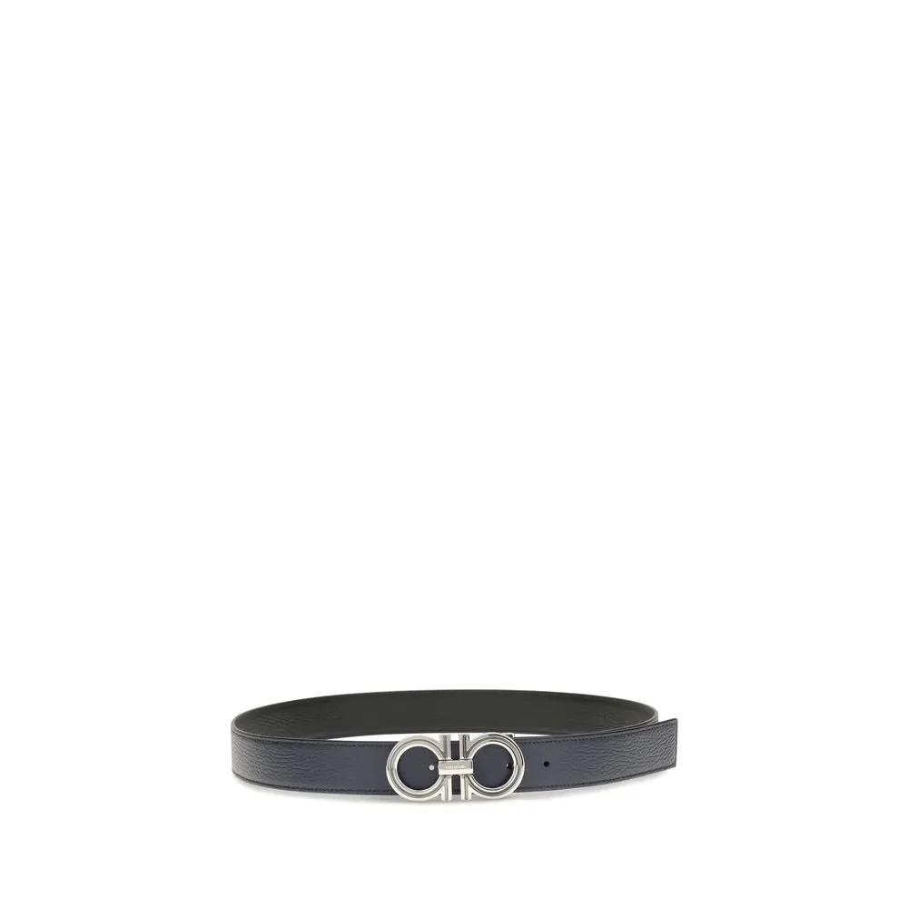 Ferragamo Blue Calf Leather Bos Taurus Belt