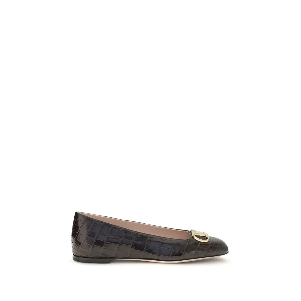 Ballerines Valentino Garavani Bos Taurus en cuir de veau marron