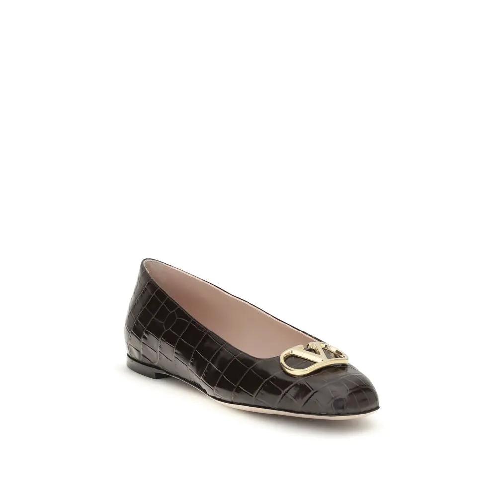 Ballerines Valentino Garavani Bos Taurus en cuir de veau marron