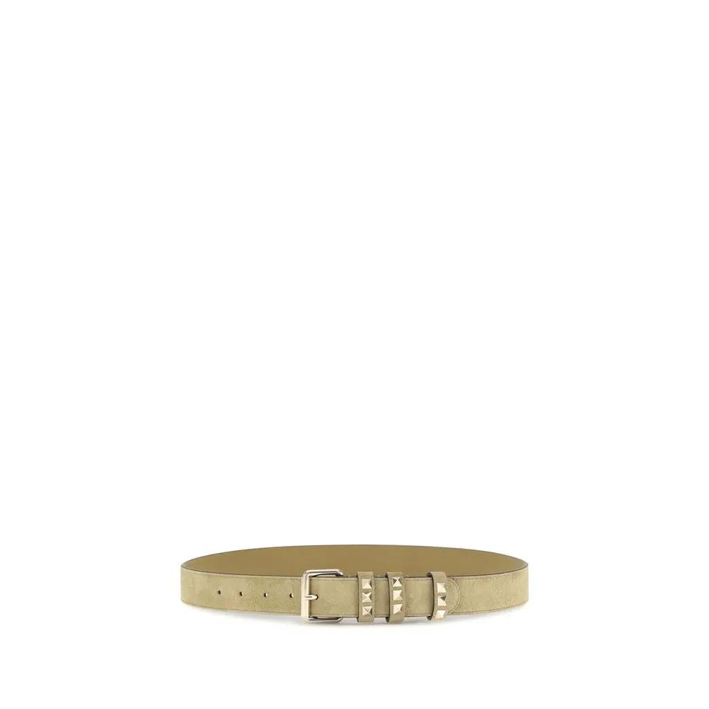 Ceinture classique Valentino Garavani en cuir suédé beige