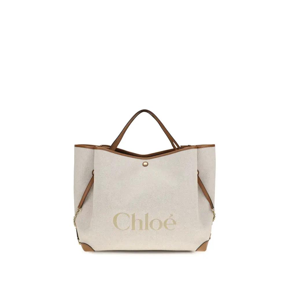 Sac bandoulière Chloé en coton beige