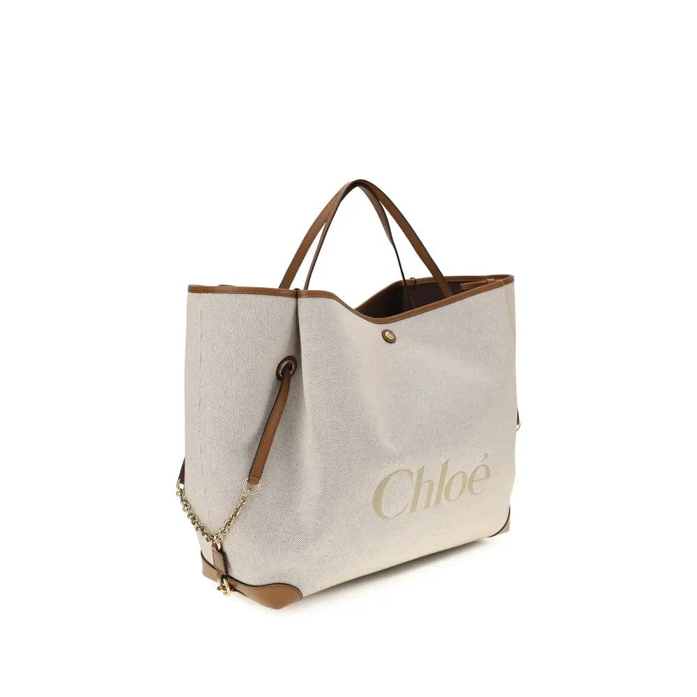 Sac bandoulière Chloé en coton beige