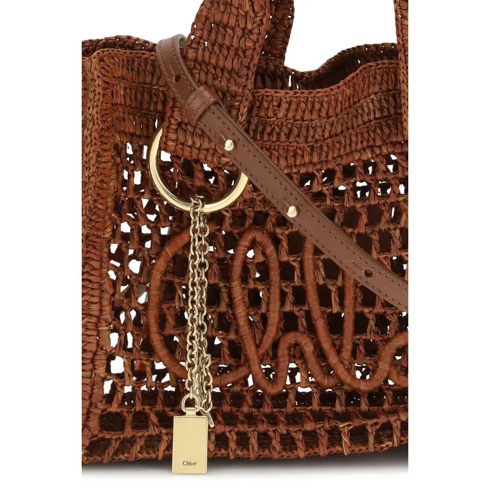 Chloé Brown Raffia Shoulder Bag