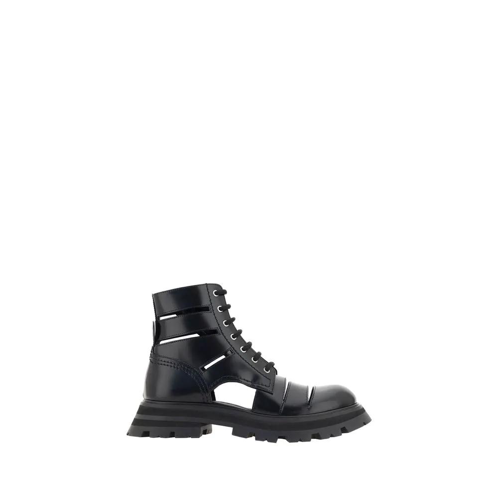 Bottes à lacets Alexander McQueen Bos Taurus en cuir de veau noir