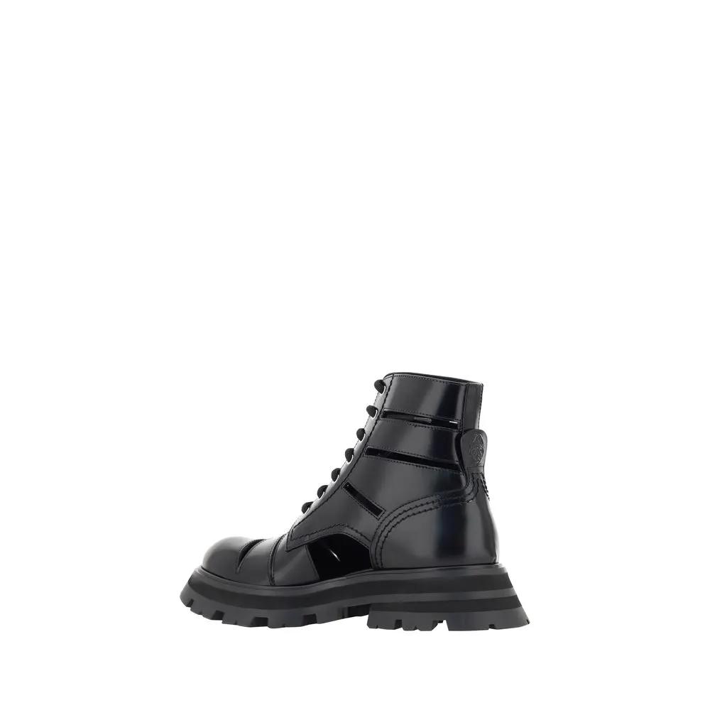Bottes à lacets Alexander McQueen Bos Taurus en cuir de veau noir