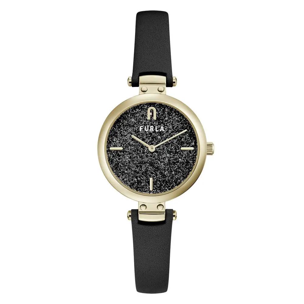 Montre habillée en cuir noir Furla