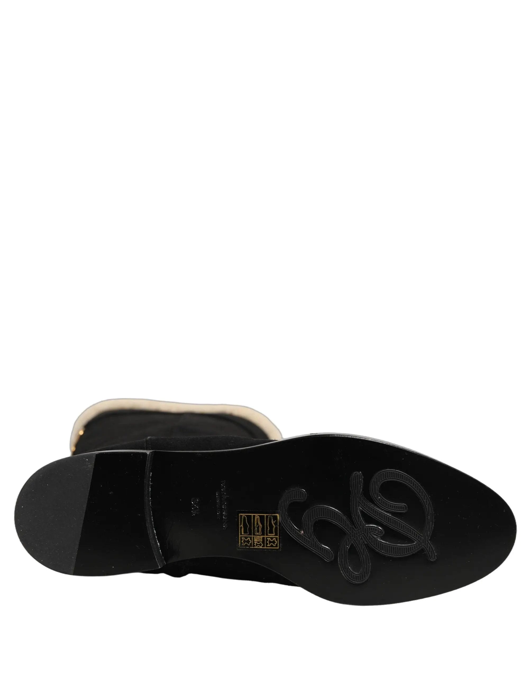Bottes hautes en daim noir Dolce &amp; Gabbana