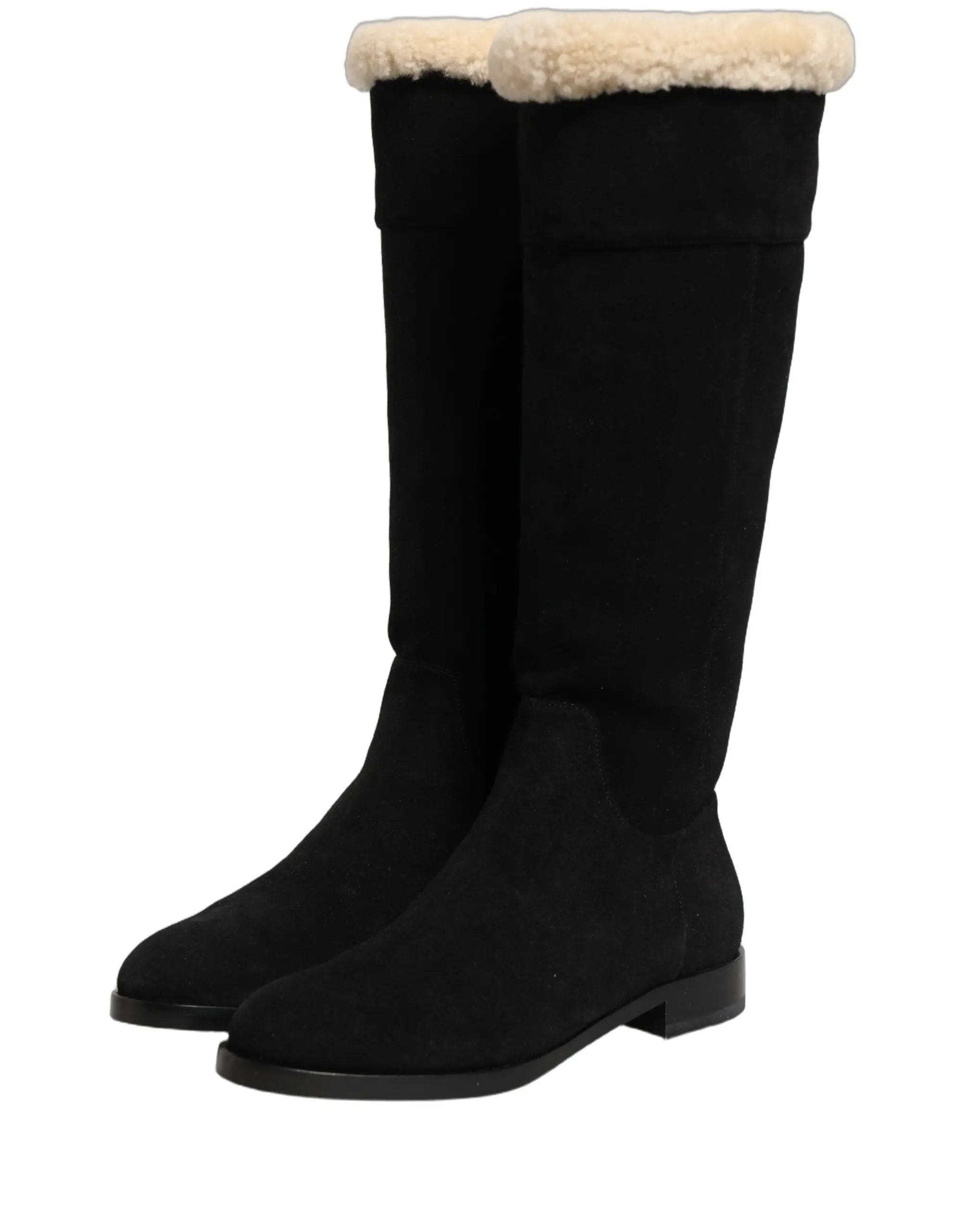 Bottes hautes en daim noir Dolce &amp; Gabbana