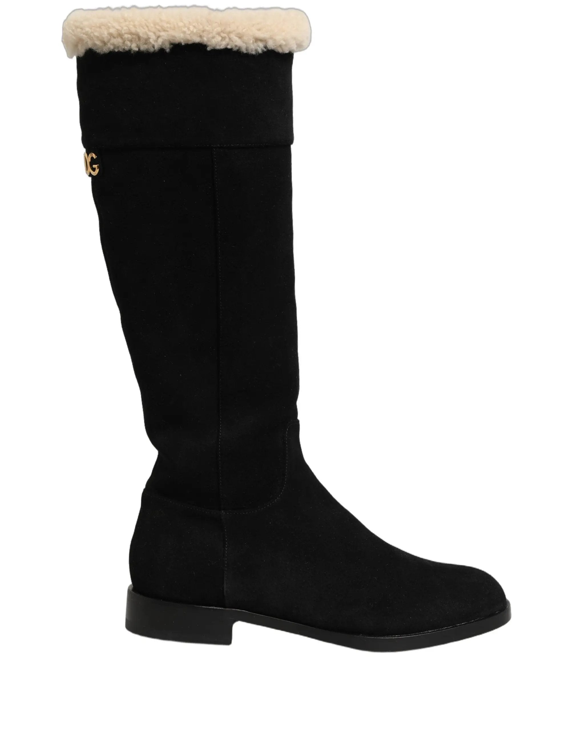 Bottes hautes en daim noir Dolce &amp; Gabbana