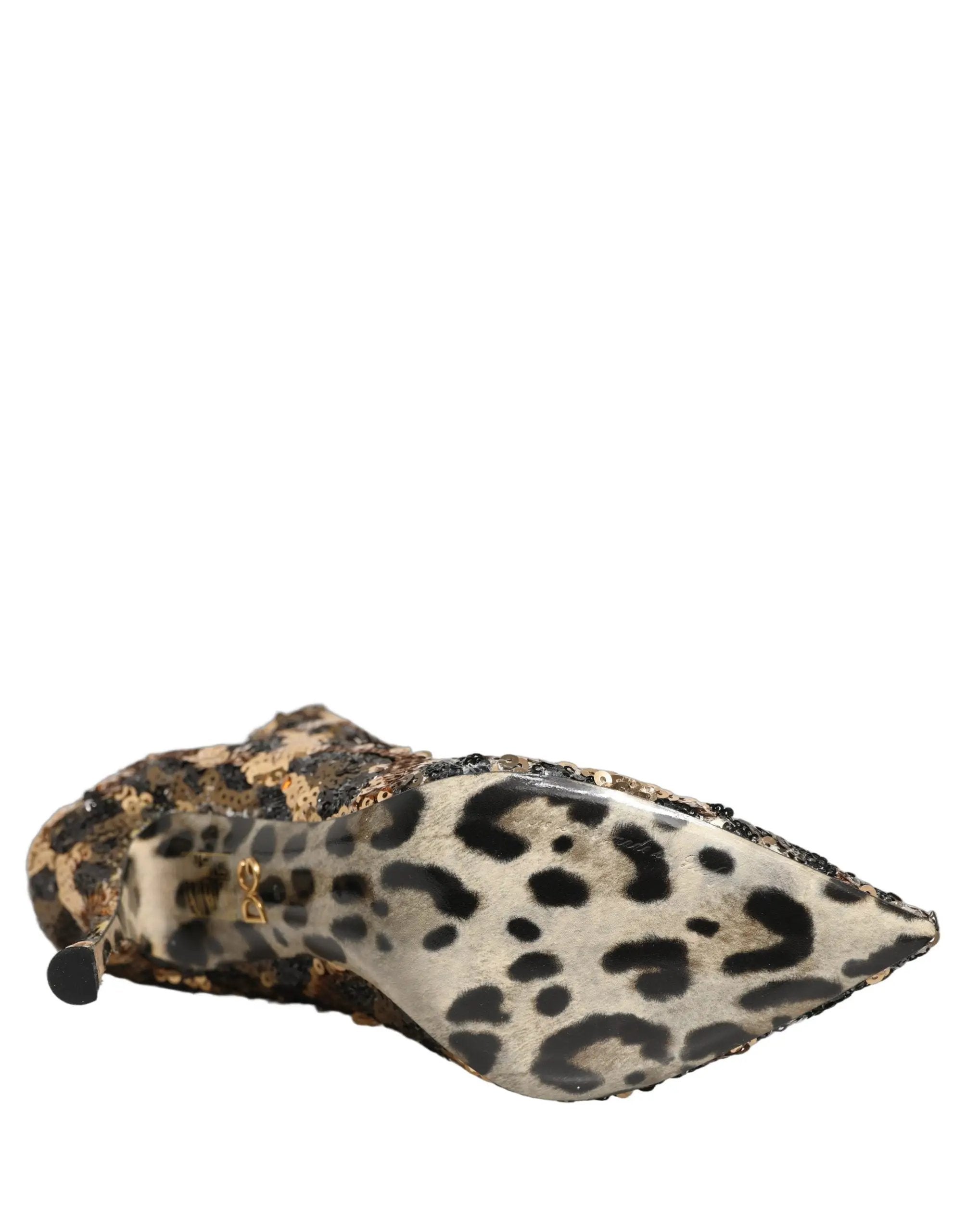 Chaussures bottines Dolce & Gabbana léopard doré à paillettes