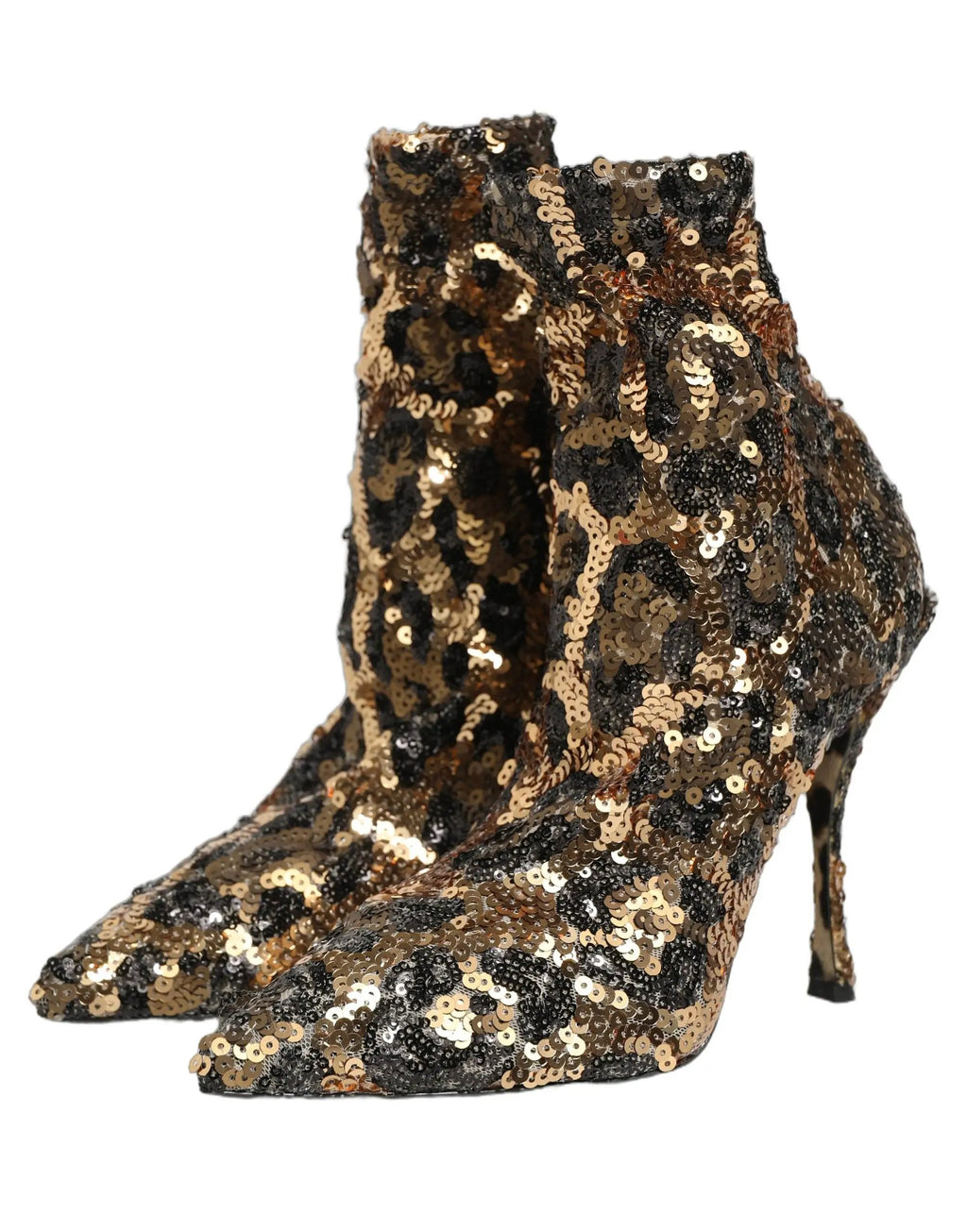 Chaussures bottines Dolce & Gabbana léopard doré à paillettes