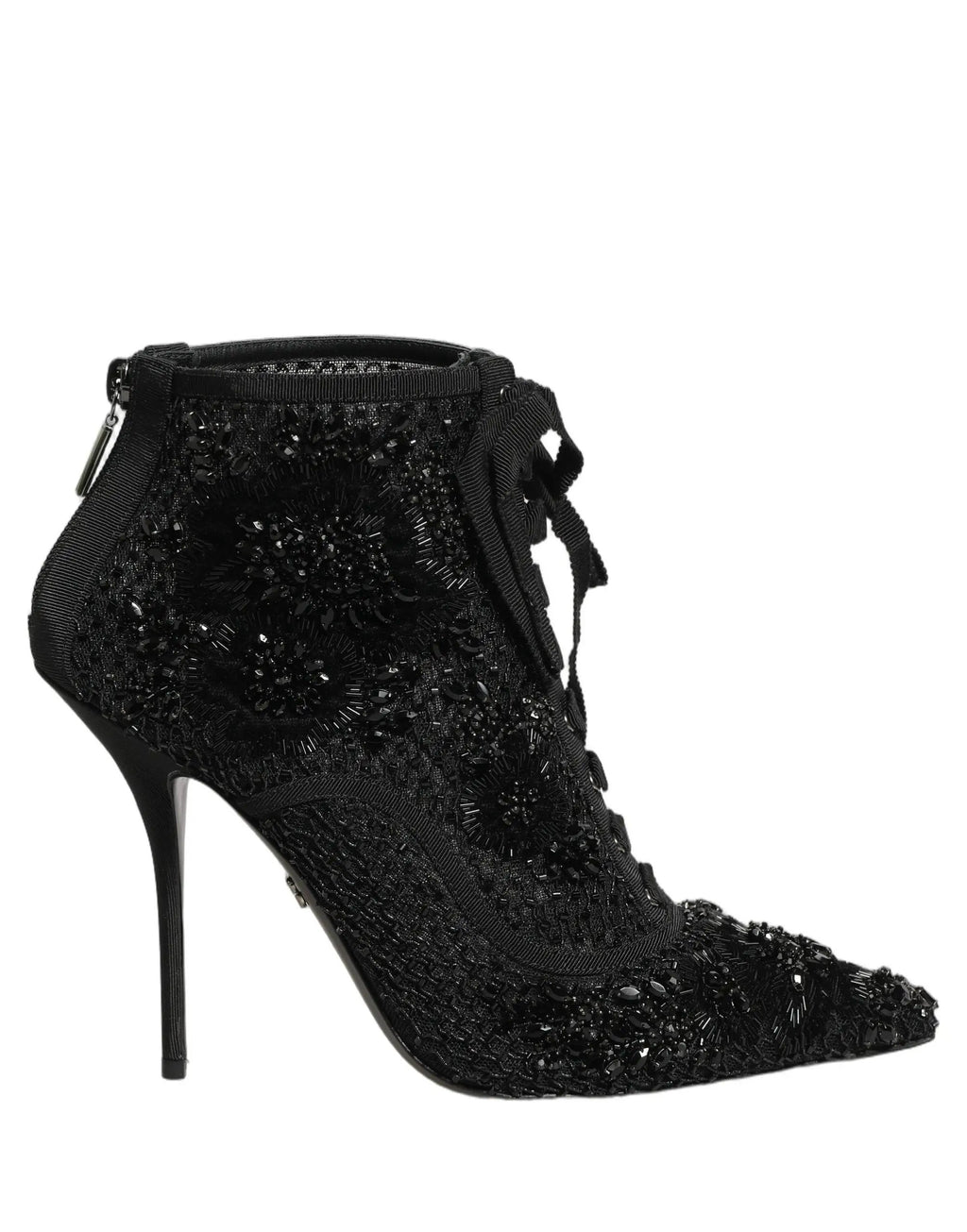 Chaussures Bottines en résille ornée noires Dolce & Gabbana