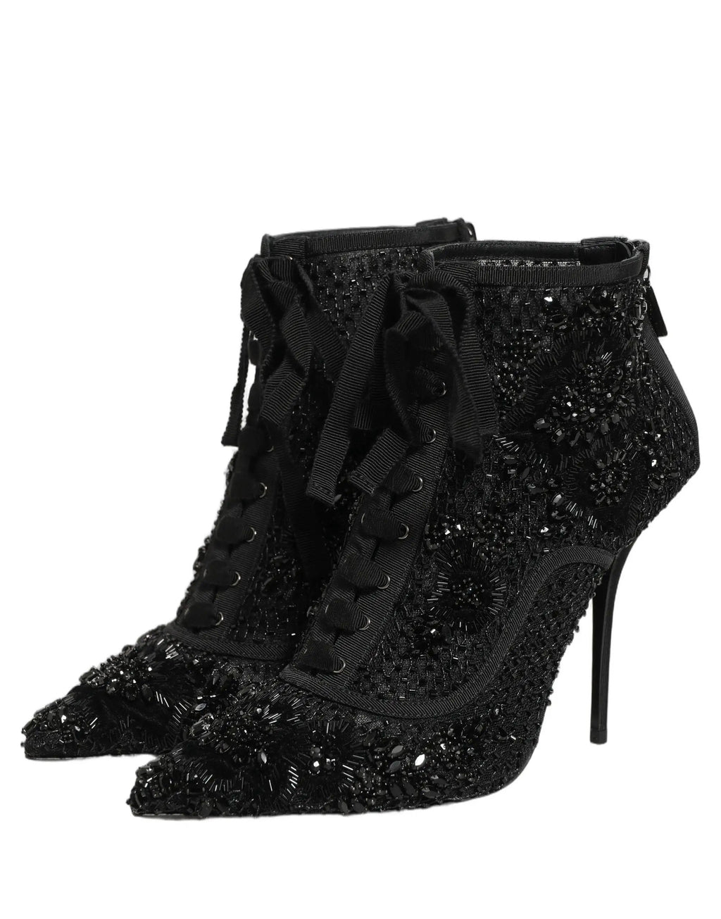 Chaussures Bottines en résille ornée noires Dolce & Gabbana