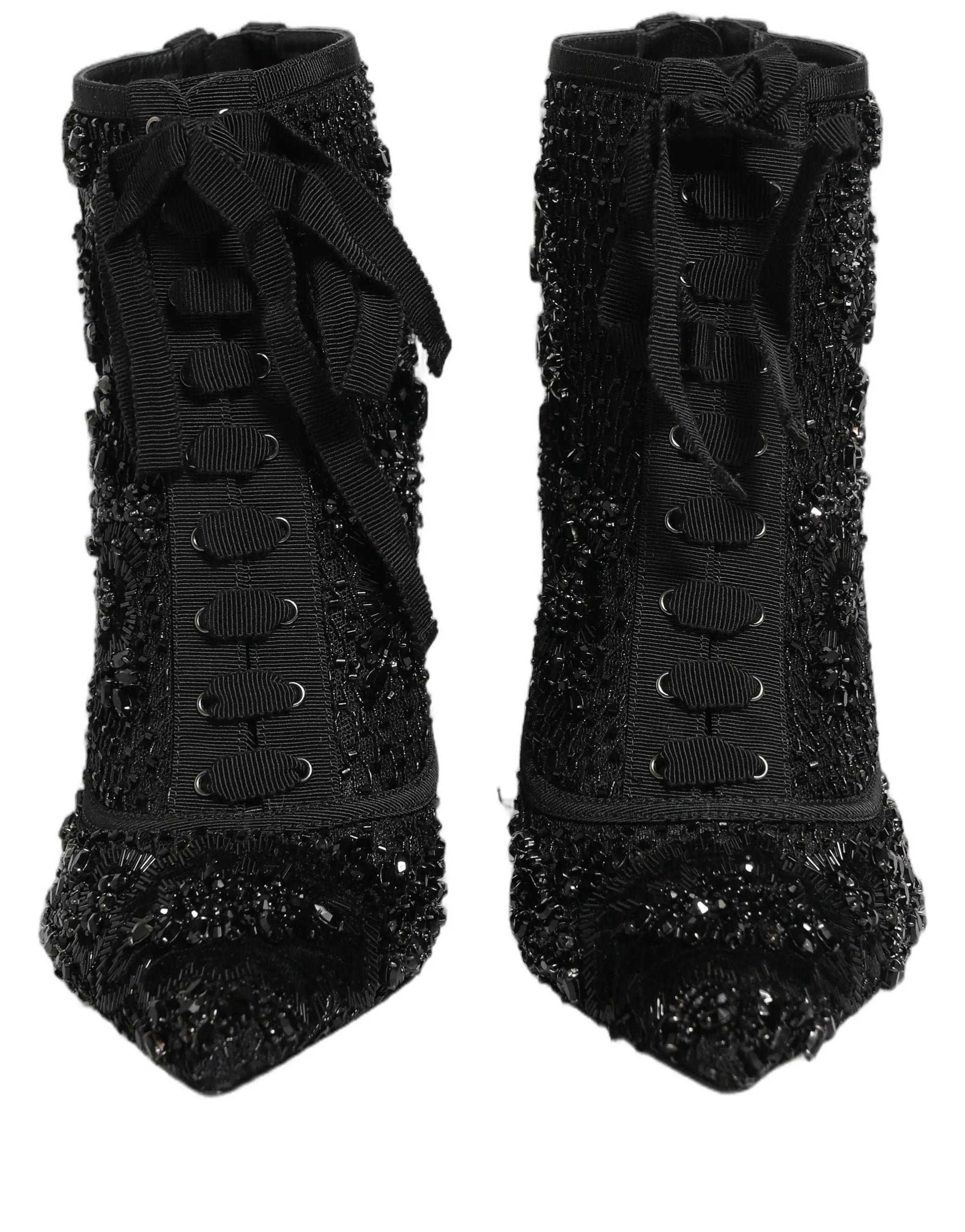 Chaussures Bottines en résille ornée noires Dolce & Gabbana