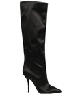 Bottes à talons aiguilles Dolce & Gabbana en satin noir, hauteur genou
