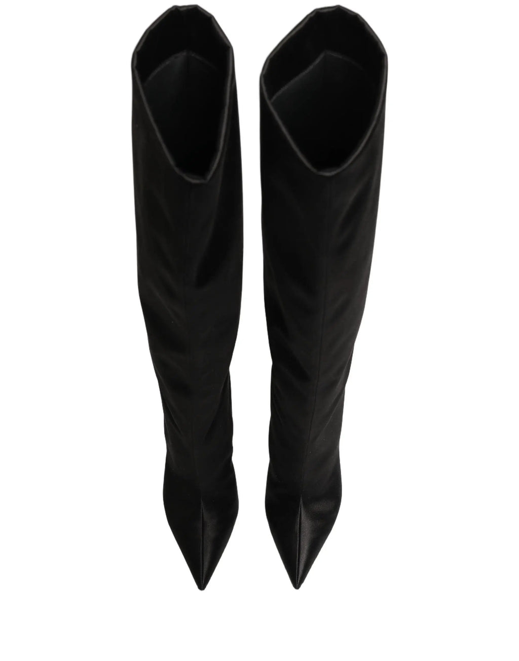 Dolce & Gabbana Black Satin Knee High Stiletto Boots Shoes
