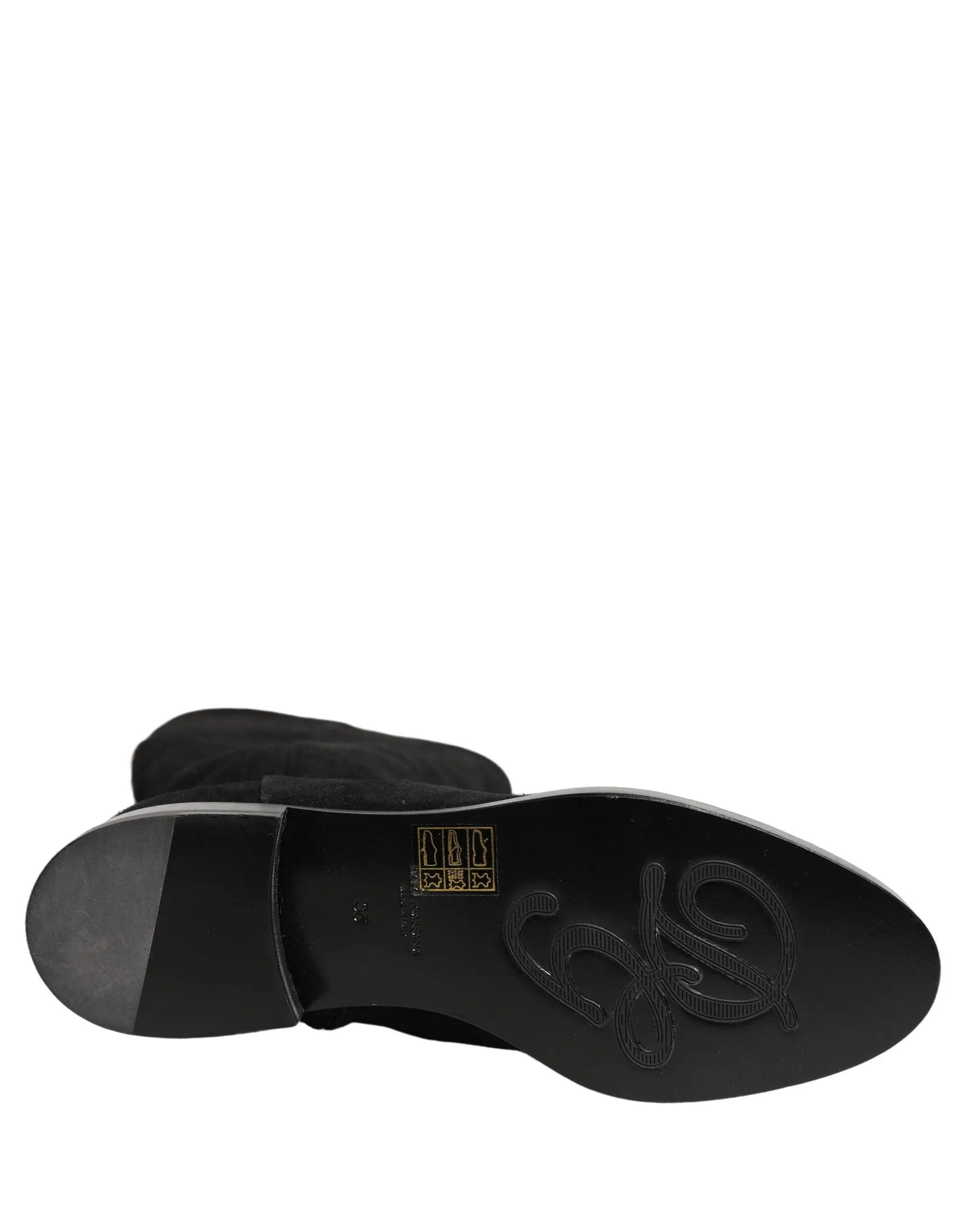 Bottes hautes en daim noir Dolce & Gabbana