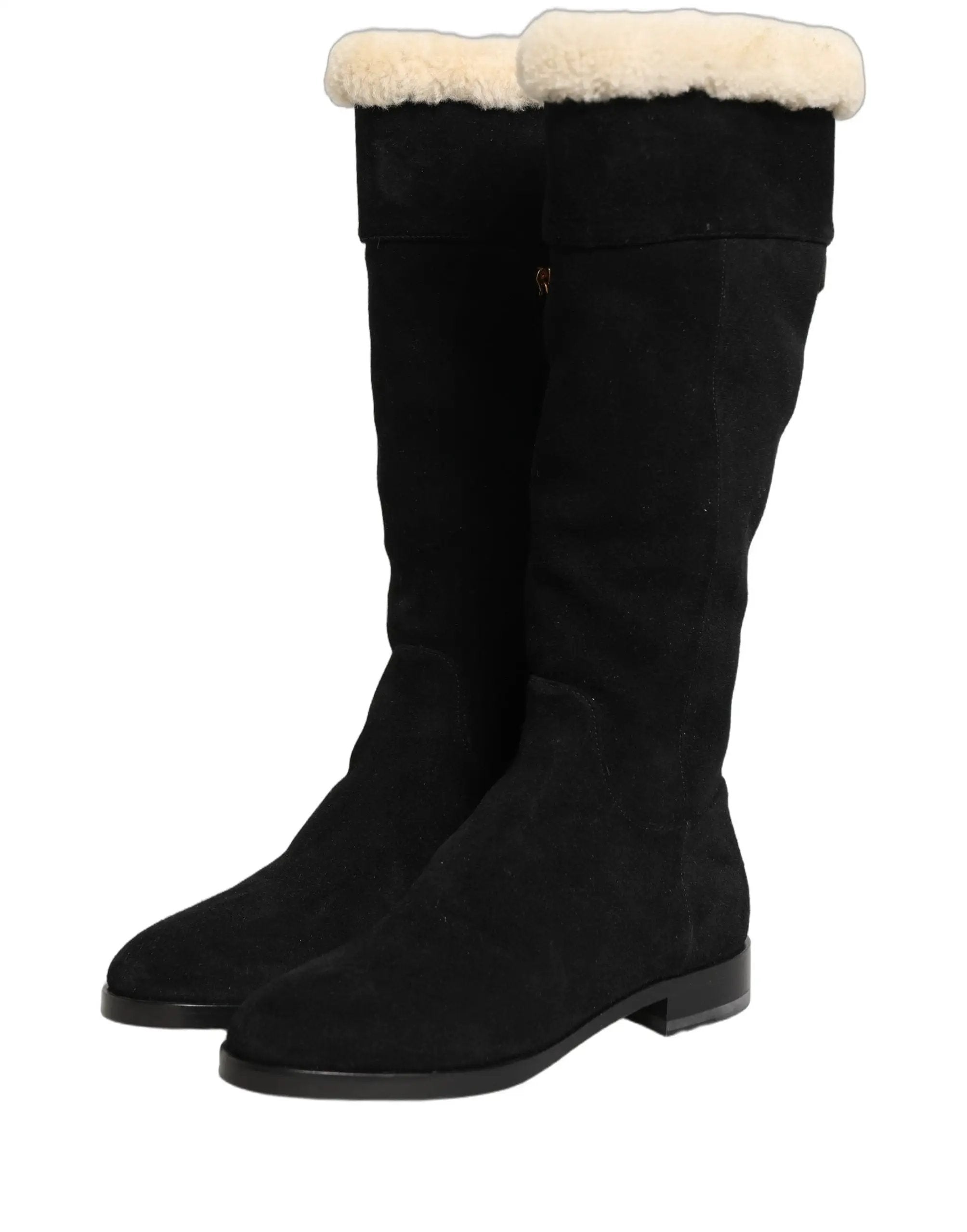Bottes hautes en daim noir Dolce & Gabbana