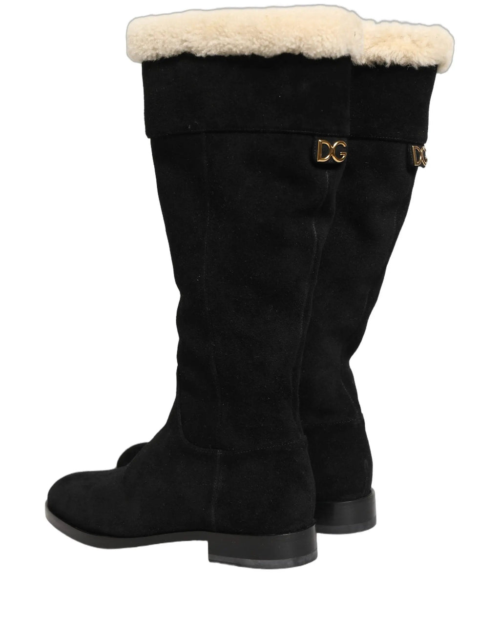 Bottes hautes en daim noir Dolce & Gabbana