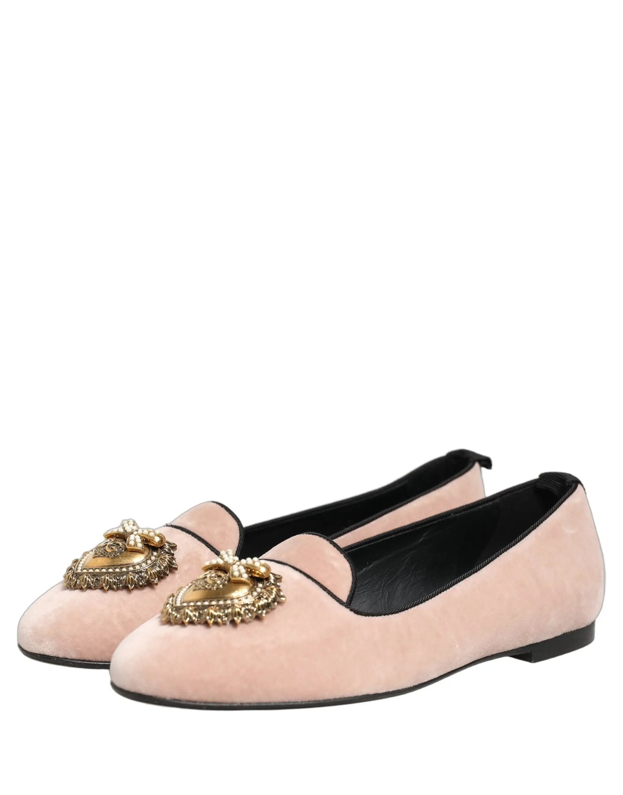 Chaussures plates Dolce & Gabbana Devotion en velours rose