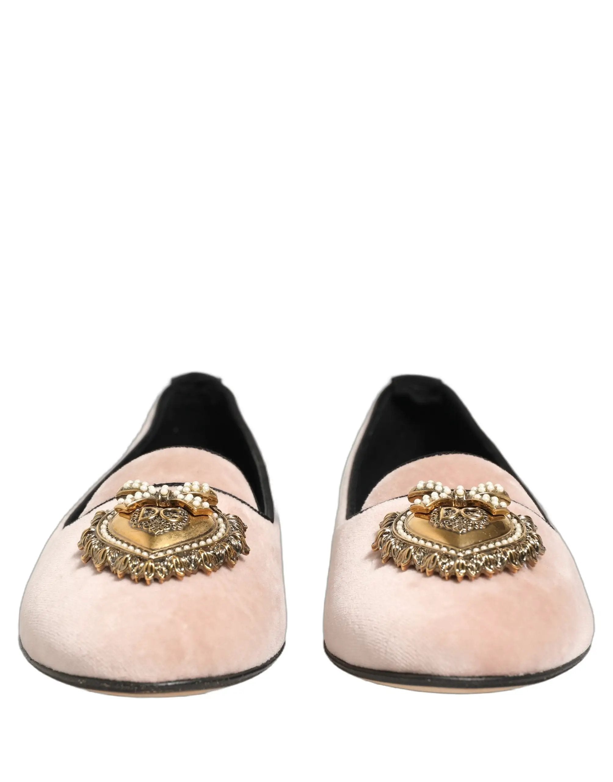 Chaussures plates Dolce & Gabbana Devotion en velours rose