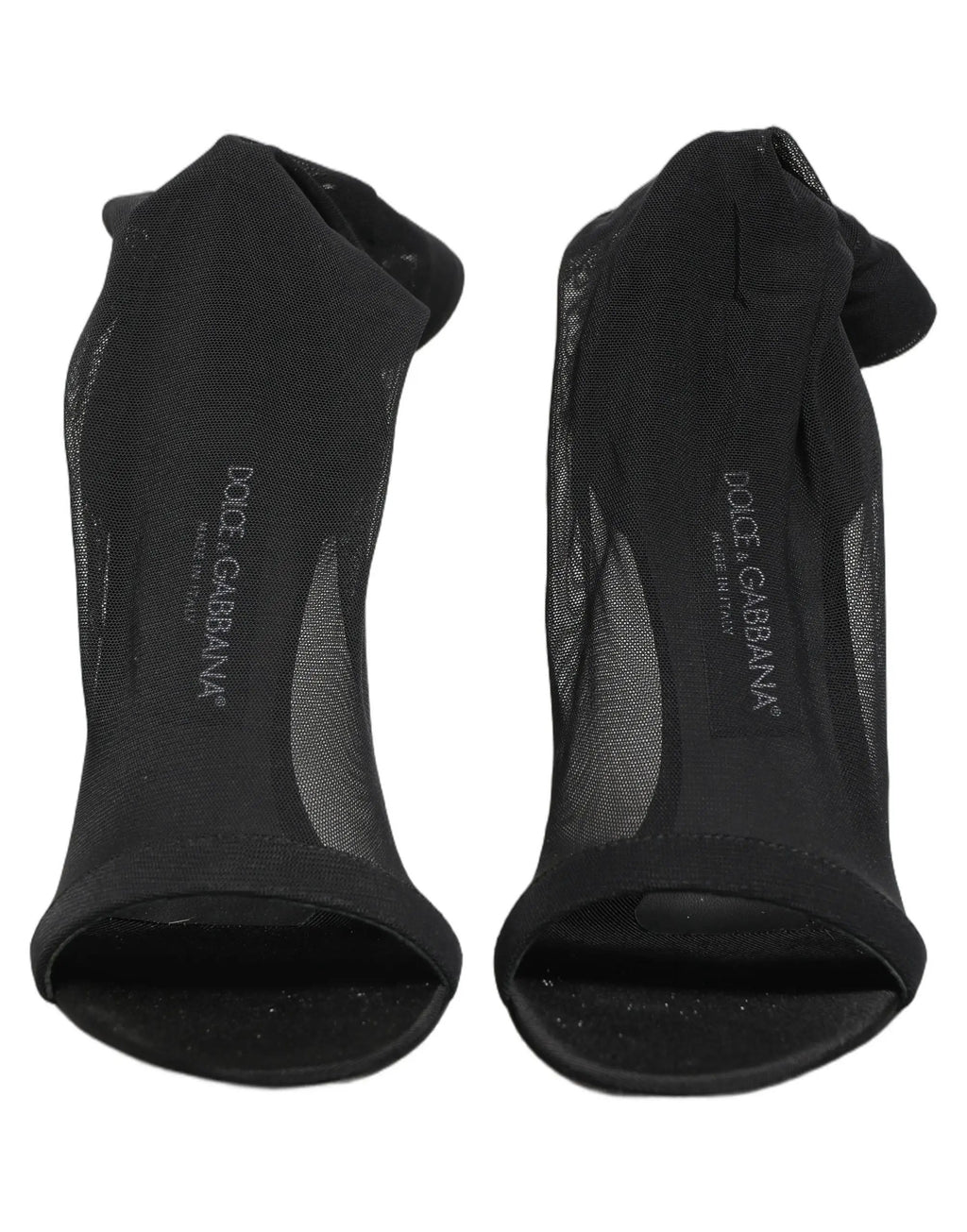 Dolce & Gabbana Black Nylon Mesh Sock Style Boots Shoes