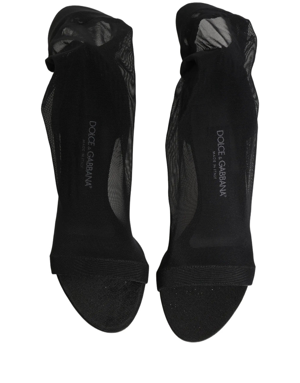 Dolce & Gabbana Black Nylon Mesh Sock Style Boots Shoes