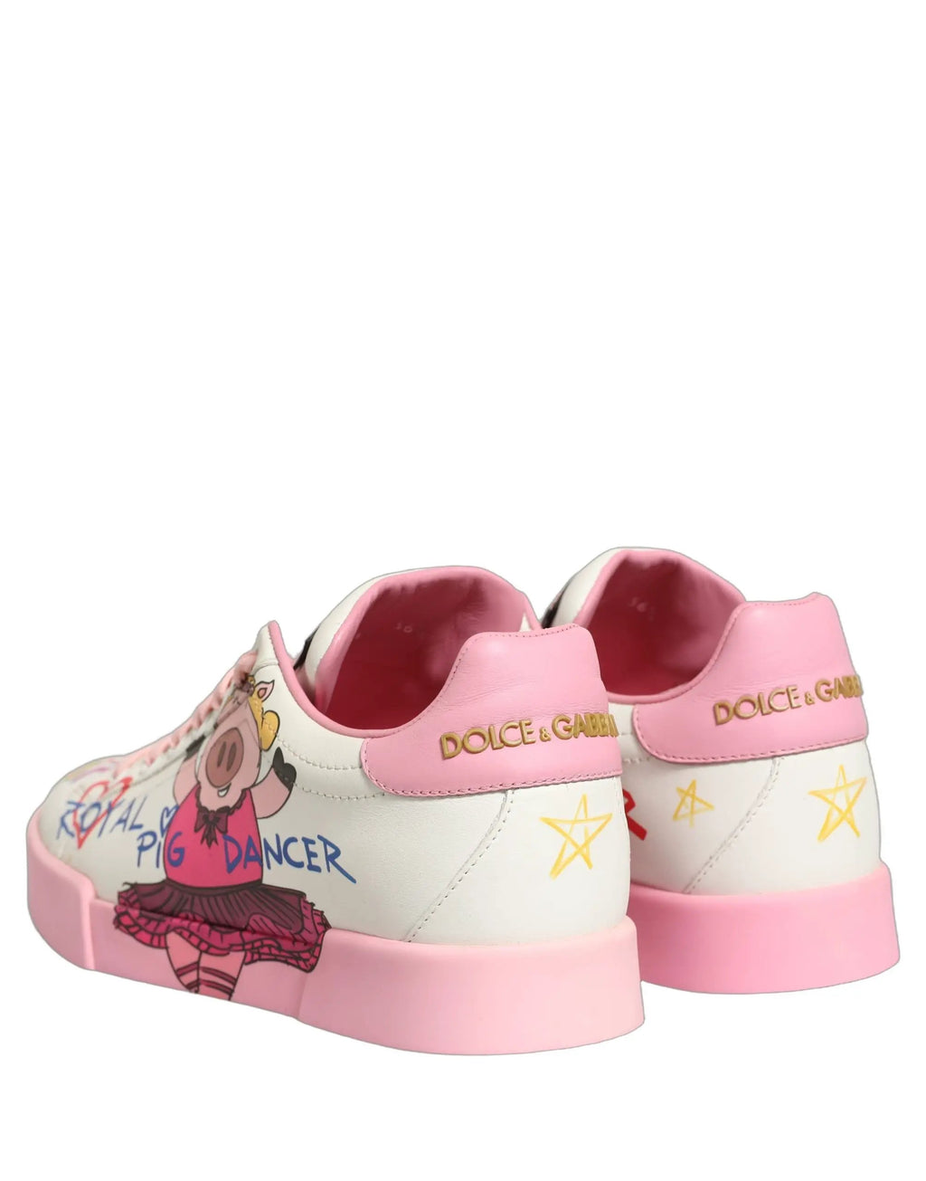 Chaussures Baskets Dolce & Gabbana Portofino Rose Blanc Cochon Royal