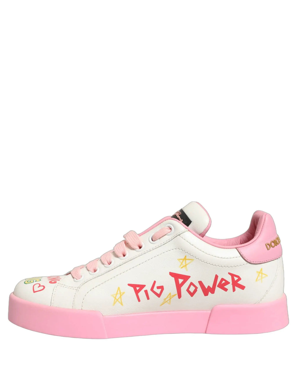 Chaussures Baskets Dolce & Gabbana Portofino Rose Blanc Cochon Royal
